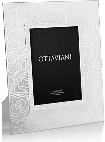 Ottaviani Portafoto della Collezione Rose in Cristallo e foglia argento Tecnologia Silver Foil cm 13x18