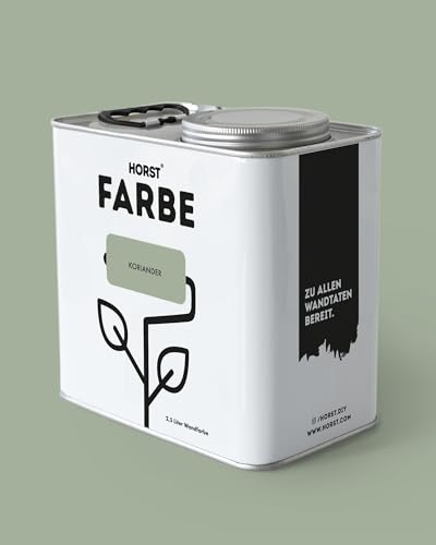 HORST Wandfarbe Koriander 10L - Hochwertige Innen-Farbe - Hohe Deckkraft & Schnelltrocknend - Geruchsneutral - Spritz- & Tropffrei - 100% Natürlich - Grün