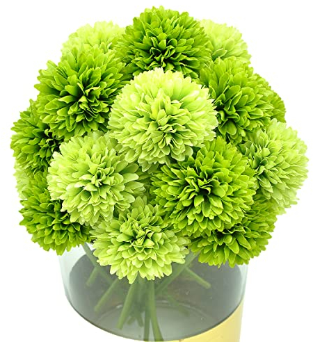 Blooming Paradise Künstliche Kunstblumen, Seide, Chrysanthemen, Kugel, Hortensien, Arrangements, Hochzeitssträuße, Dekoration, Zuhause, Küche, Garten, Party, Tisch, Blumenaufsätze, DIY (Dunkelgrün und