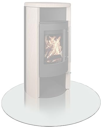EWO Funkenschutzplatte - Glasplatte für Kaminöfen in Kreis-Form (110 x 110 x 0,6 cm) - Bodenplatte als Kamin Funkenschutz mit ESG-Sicherheitsglas - Kaminplatte Boden-Schutzglas