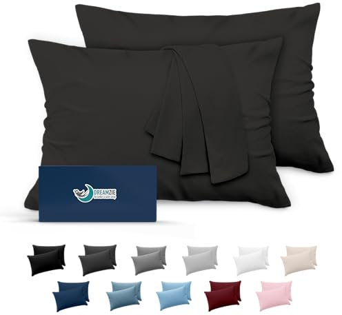 Dreamzie Kissenbezug 40 x 80 Dunkelgrau 2er Set Mikrofaser Oeko-TEX Zertifiziert Kopfkissenbezug 40 x 80 Weich