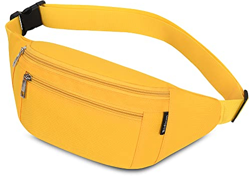 Bauchtasche Gürteltasche Hüfttasche Sport für Damen und Herren Wasserdicht Bauchtasche Doggy Bag Outdoor Groß Handytasche Umhängetasche Camping Wandern Fitness Fahrrad Running (Gelb)