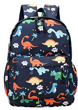 TOPWAYS Dinosaurier Kinderrucksack, Unisex Kinder Jungen Kindergarten Rucksack, Outdoor Tagesrucksack für Kinder Rucksack 2-7 Jahre Dunkelblau