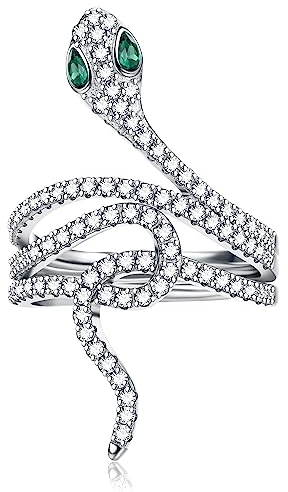 MILACOLATO Schlangenring 925 Sterlingsilber Schlangenringe für Damen Offener Verstellbarer Statement-Ring Weißvergoldete Stapelbare Ringe Schmuck Für Frauen