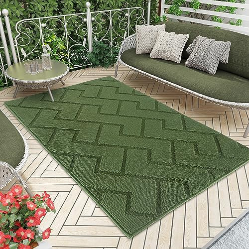 Biscpro Door Mat, 119x180 cm DoorMat Indoor Washable, Doormat Indoor Dirt Trapper Non-slip,Absorbent Inside Entrance Rug Mat for Entryway,Patio,Garden,Laundry Room,Pets - Green