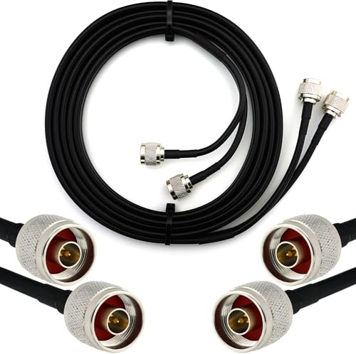 5m N Stecker auf N Stecker Doppel-Koaxialkabel — HF-240 (LMR 240 Äquivalent) Twin Verlängerungskabel Antennenkabel — für WiFi RF Antenne GSM LTE 4G 5G 6G Router Signalverstärker Lora Ham CB Funk