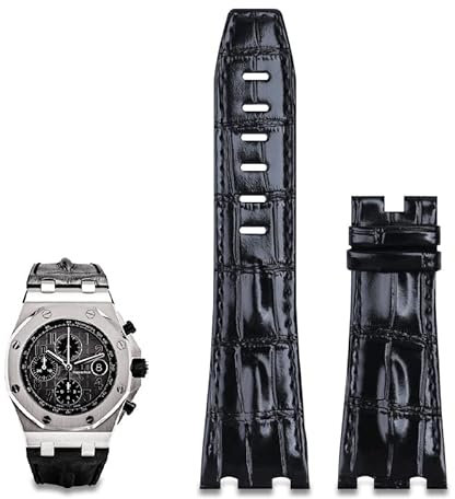NRYCR 28mm Importiertes Lederarmband Für AP Für Audemars Piguet 42mm Für Royal Oak Offshore Uhrenarmband Zubehör Dornschließe 15710/15703, With Gold Buckle, Achat