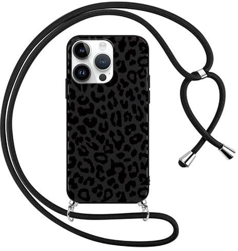 Foonary Handyband Hülle mit Band für iPhone 13 Pro Max 6,7 Handyhülle, Leopard Design Kette Necklace Case mit Kordel zum Umhängen Silikon Bumper Kratzfest Cover Schnur für iPhone 13 Pro Max