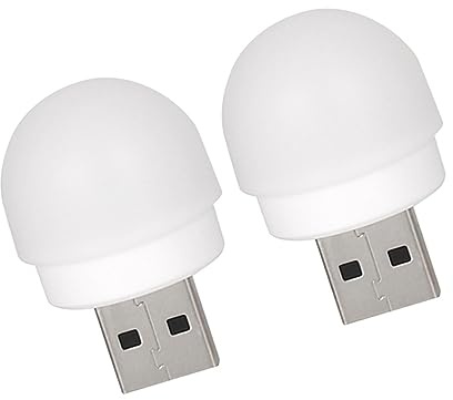 2 Stück USB Nachtlicht LED Notleuchten 5v1a Weiß für Weihnachten Party | ABS Kunststoff, 3000k Warmlicht, 1w Leistung, Tragbar und Einfach zu Verwenden, Dekorativ für Nacht und Innenraum