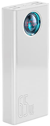 Baseus Magnífico Powerbank con 65W 3000mAh PD3.0 QC3.0 Carga rápida USB-C Batería externa con 5 salidas para Apple MacBook Air, MacBook Pro, iPad Pro, Air iPhone 15 Series Blanco