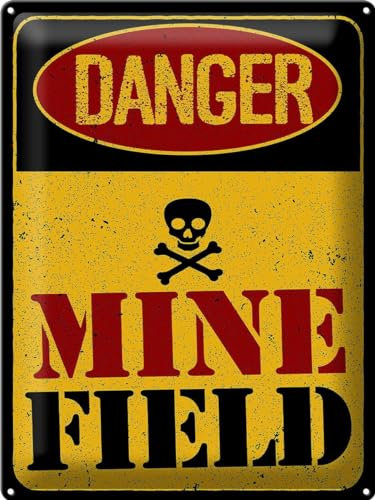 Blechschild 40 x 30 cm Dangers Mine Field - DekoNo7