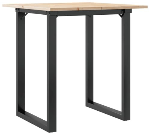 vidaXL Mesa de Comedor Marco O Madera Maciza Pino y Acero 60x60x75 cm