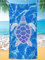 Badetuch Dock and Bay Strandtuch, dunkelblau, Fisch-Badetücher, groß, weich, Schwimmtücher for Erwachsene und Kinder, Mikrofaser-Strandtuch for Reisen, Sport, Fitnessstudio, Strandtuch(Lake Blue Turtl