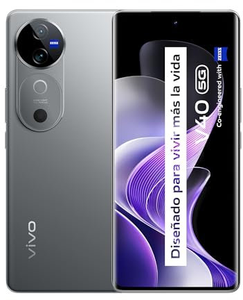 VIVO V40 5G Smartphone, 12GB RAM + 512GB ROM, Pantalla 6.78” AMOLED Curva 120 Hz, Cámara 50 MP con ópticas ZEISS, Flashcharge 80 W, Plata