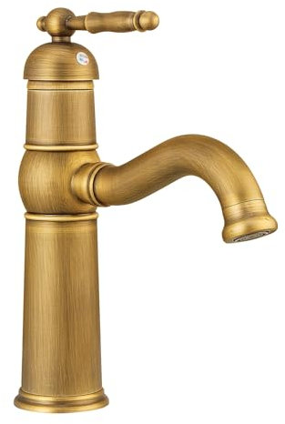Mischbatterie Badezimmer Waschbecken Vintage, Badezimmer Waschbecken Mischbatterien 1 Loch Messing, Antike Messing Wasserhähne für Badezimmer Waschbecken Retro Badezimmer Waschbecken Mischbatterie,