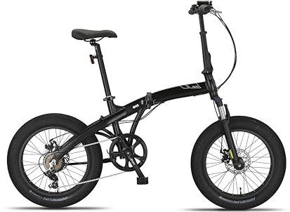 PACTO One FATBIKE Faltrad Klapprad 6 Gänge Aluminiumrahmen Scheibenbremsen LED-Licht 17 kg Schwarz
