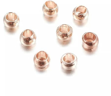 10000pcs Rose Gold Brass Crimp Beads Barrel Smooth Tiny Terminator Findings 2mm-default