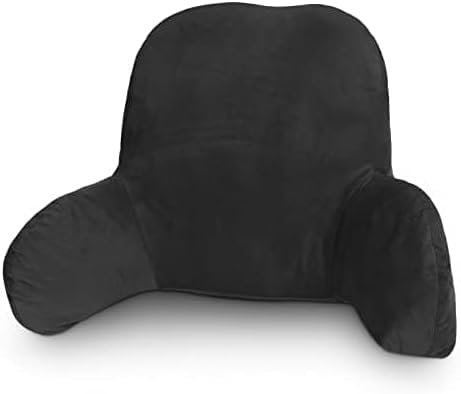 CROWNSHOP Reading Pillow, Lumbar Support Cushion with Removable Cover TV Relax Sofa Chair Back Supports Plush Backrest for Pregnancy Arm Back Head Support, 58x40x25cm (Black)