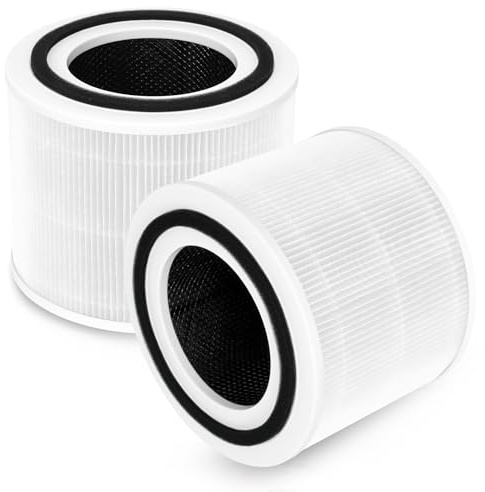2 Stück Ersatzfilter für LEVOIT Core 300 / Core 300S Luftreiniger, 3-in-1 True H13 HEPA Aktivkohle Filter, 3-Stufige Filtration Hocheffizienter Vorfilter, Ersatz Core 300-RF Filter, Weiß