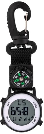 WANGCL Männer Frauen Rucksack Clip On Uhr Anhänger Gürteluhr Leuchtendes Zifferblatt Taschenuhr Clip Uhr Für Männer Kompass Schlüsselanhänger Karabiner Anhänger