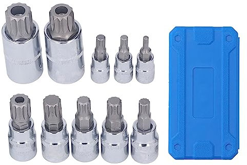 10 Pcs Triple Square Spline Bit Socket Set M4 - M18 | 1 / 4in 3 / 8in 1 / 2in Drive Alloy Steel | Tarnish Proof Mirror Polish | Etched Size/Storage Box Included