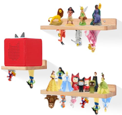 FURAOMEILI for Toniebox-Starterregal – Magnetisches Holz-Wandregal für Tonie-Figuren und Toniebox-Aufbewahrung, kompatibel mit Toniebox-Player, ideal für das Kinderzimmer (Naturholz)