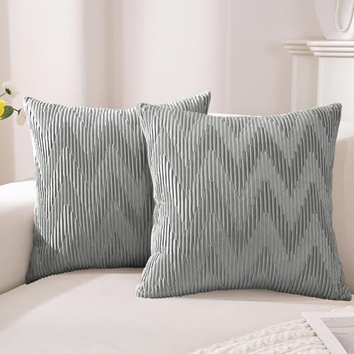 Ystyle 2er Set Samt Kissenbezug 40x40, Kissenbezüge Weiche Solid Dekorative, Kissenhüllen Mit Verstecktem Reißverschluss, Sofakissenbezug Für Sofa Wohnzimmer Schlafzimmer, Grau