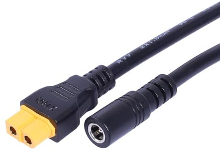 XT60 - Cable de alimentación de 5,5 x 2,1 mm, para juguetes remotos y almacenamiento de energía, conexión de batería solar, cable de alimentación