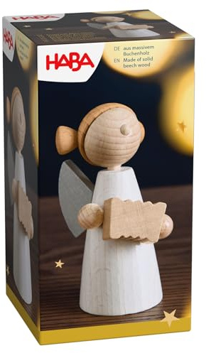 HABA Engel mit Akkordeon – Weihnachtliche Holz-Dekoration aus Buchenholz – Stilvoller Schutzengel für Advent & Festliche Atmosphäre – 2012295001