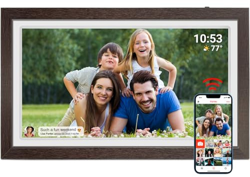 Digitaler Bilderrahmen 21,5 Zoll WLAN 32 GB Speicher Digitaler Bilderrahmen FHD IPS Touchscreen Automatisch drehen An der Wand montierbar Teilen Sie Fotos/Videos sofort über die Frameo App