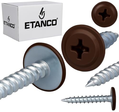 ETANCO GM-S selbstschneidende Blechschrauben Flachkopf 4,2 x 16 mm (RAL 8017 Schokoladenbraun)