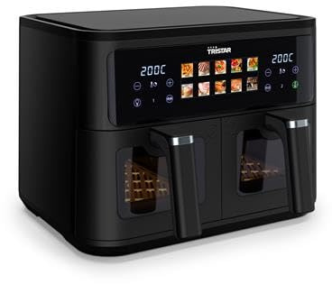 TRISTAR Friggitrice ad Aria Doppio Cestello, 9 Litri, Elettrica, 2400W, Plastica, Nero Fr-9075