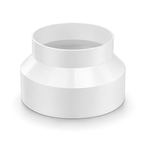 Airflow 125mm to 100mm Duct Reducer Adapter – Round Ventilation Duct Connector for Extractor Fans, Cooker Hoods, Inline Fans & HVAC Systems – White