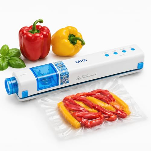 LAICA VT3206 Macchina Sottovuoto Alimenti Senza Fili - Automatica e Compatta, Ricarica USB-C - Conserva i Cibi Fino a 5 Volte Più a Lungo - Camera Raccogli Liquidi, Taglierina e Rotolo Inclusi