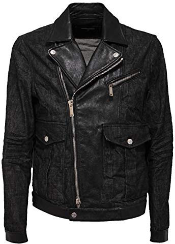 DSQUARED2 9831Q Giubbotto Uomo D2 chiodo Jeans Pelle Jacket Men [50]