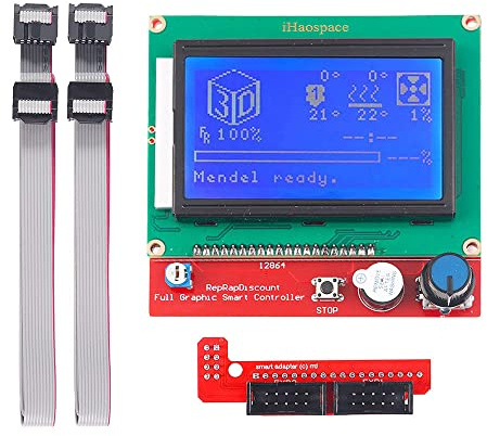 iHaospace 3D Printer LCD12864 Version Graphic Smart Display Controller Module with Adapter and Cable for RAMPS 1.4 Reprap 12864 LCD Display