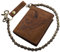 myledershop Cuir de Buffle Motard Porte-Monnaie en Format en Hauteur ou Format Oblong avec chaîne en métal et tête de Mort Motif avec Blocage RFID et NFC en Marron (Modéle 1 / Format en Hauteur)