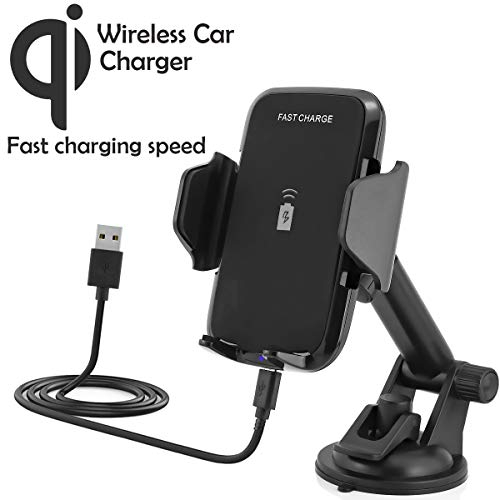 MidGard Wireless Auto KFZ-Halterung mit Qi-Ladefunktion kompatibel mit Apple iPhone Smartphones/Samsung Galaxy Smartphones/Huawei usw.