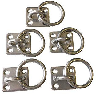 Sunload Augplatte rechteckig mit Ring Edelstahl rostfrei V4A 5 Stück (50 mm)