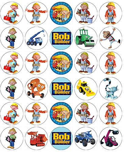 Cupcake-Topper Bob der Baumeister, essbares Oblatenpapier, Feenmotiv, 30 Stück