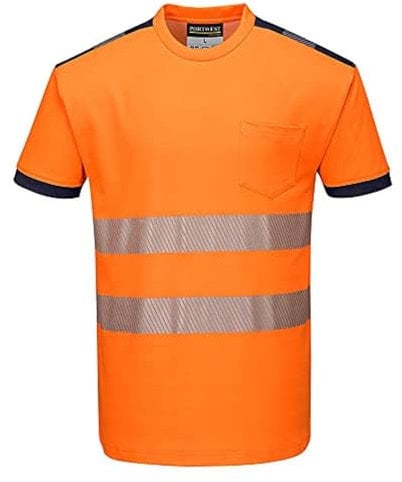 Portwest PW3 Hi-Vis T-Shirt S/S, Size: M, Colour: Orange/Navy, T181ONRM