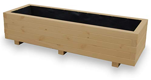 Alfalux Hochbeet Blumenkasten aus Holz Pflanzkübel Garten Balkon Terrasse Eiche 120KAN4030EI 120 x 40 x 30H cm