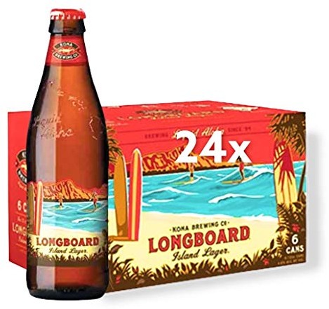 Kona Brewing Longboard Lager 24 Flaschen 0,355l aus Hawaii Alc 4,6 Vol. inkl. 6 EUR Pfand inkl. original Bierdeckel Haus der Biere Berlin