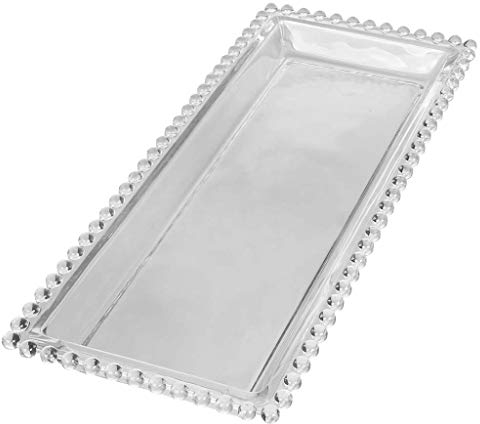Serving Platter Glass Beaded Edge Dining Table Tray Serving Dish Alfresco Dining Tableware