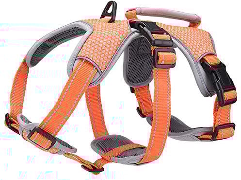 BELPRO Multi-Use Support Dog Harness, Escape Proof No Pull Reflective Adjustable Vest with Durable Handle, Dog Walking Harness for Big/Active Dogs (Orange, S)