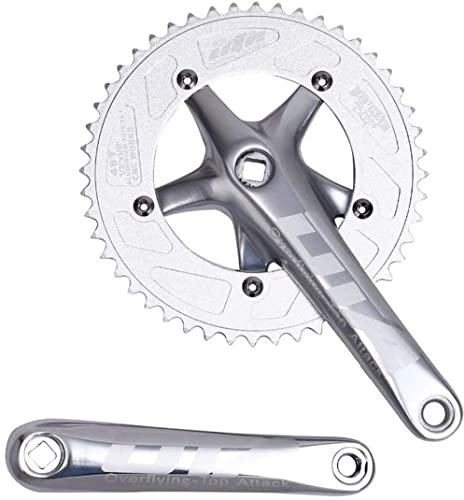Juego de bielas para bicicleta OTA de una velocidad, 48T, 170 mm, brazos de manivela 130 BCD, para bicicleta de una sola velocidad, bicicleta de carreras, Fixed Gear, Fixie, Dahon (plata)