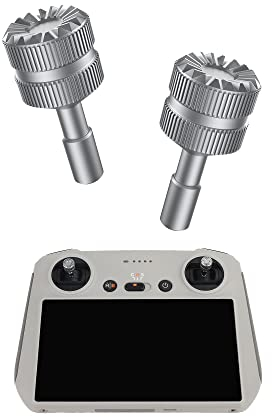 Fututech 2 Pcs Joystick en Aluminium pour DJI RC Mini3 Mini 3 Pro Bascule Joystick pour Télécommande avec Ecran Haute Sensibilité Design Ergonomique Accessoires de Drone (Argent)