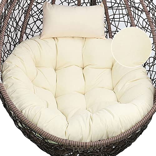 Yadlan Hängender Ei-Stuhl-Kissenbezug, Waschbar Sitzkissen-Änderung Bezug Hängestuhl Lounge Hängekorb Schaukel Sofakissen für Garten Drinnen und Draußen(ohne Polsterung)(Color:Beige)
