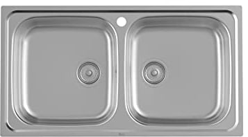 Roca A872901A01 Fregadero 2 Cubetas, Victoria 90, Acero Inox