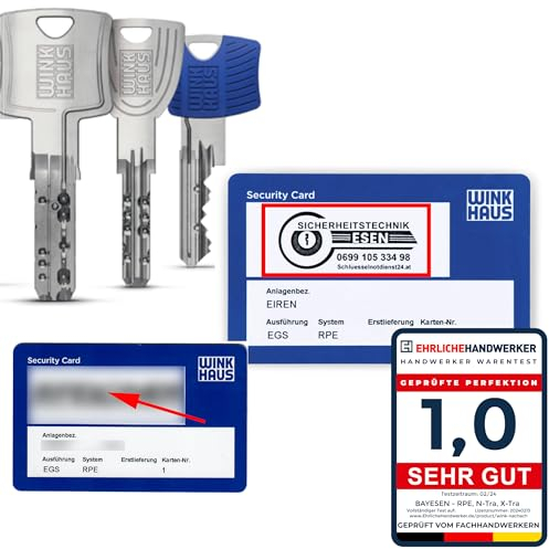 Winkhaus Schlüssel oder Zylinder Nachbestellen Eigenprofil Schlüsseldienst ESEN - Originalschlüssel mit hoher Passgenauigkeit nach Code - Schlüsseldienst Nachschlüssel Ersatzschlüssel Rohling